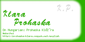 klara prohaska business card